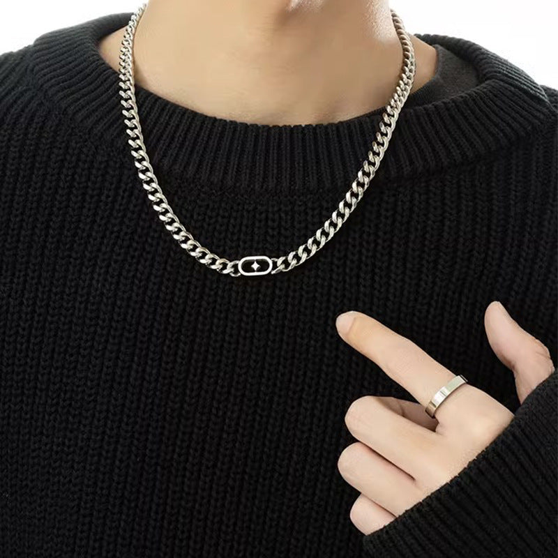 2026 Starburst Cuban Necklace for Men Titanium Steel Non-Fading