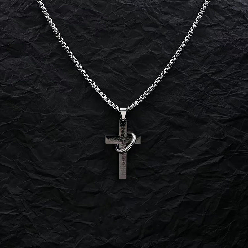 Cross Letter Titanium Steel Necklace European American Hip-Hop Style