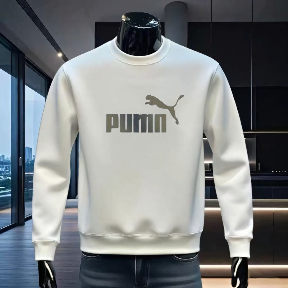 Unisex Loose Crew Neck Fleece-Lined Warm Sweatshirt