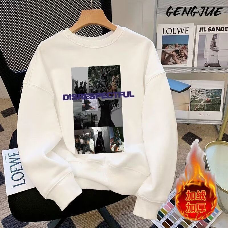 Unisex American Style Loose Fleece Padded Couple Sweater