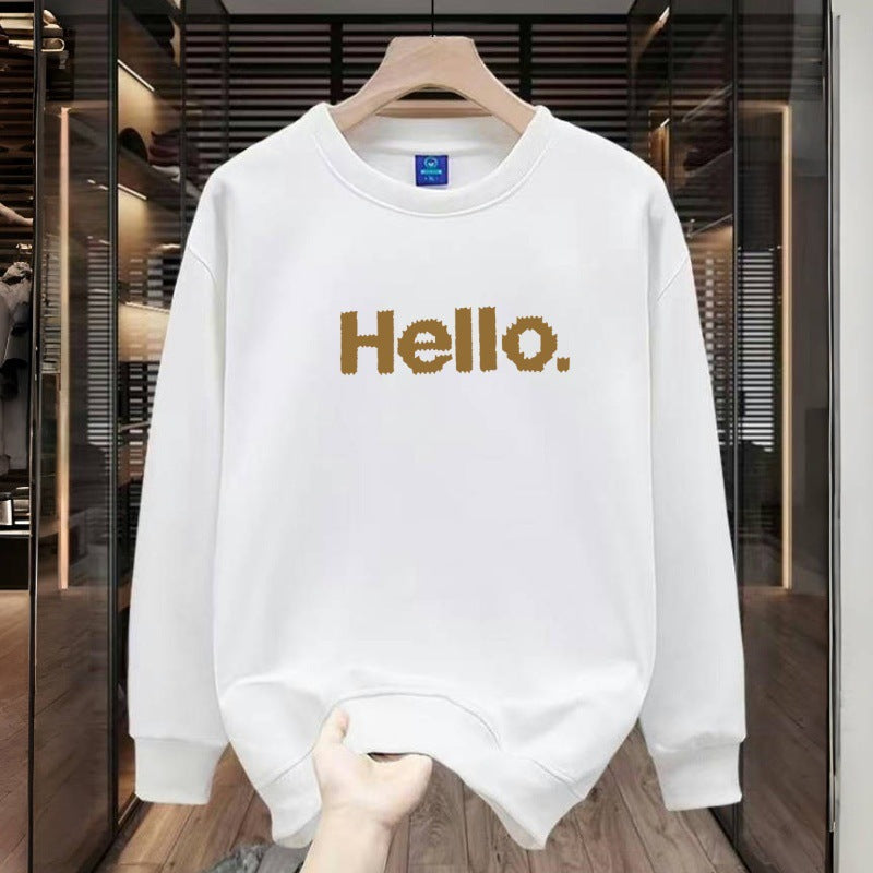 Young Men's Loose Fleece Thickened Letter Print Sweatshirt