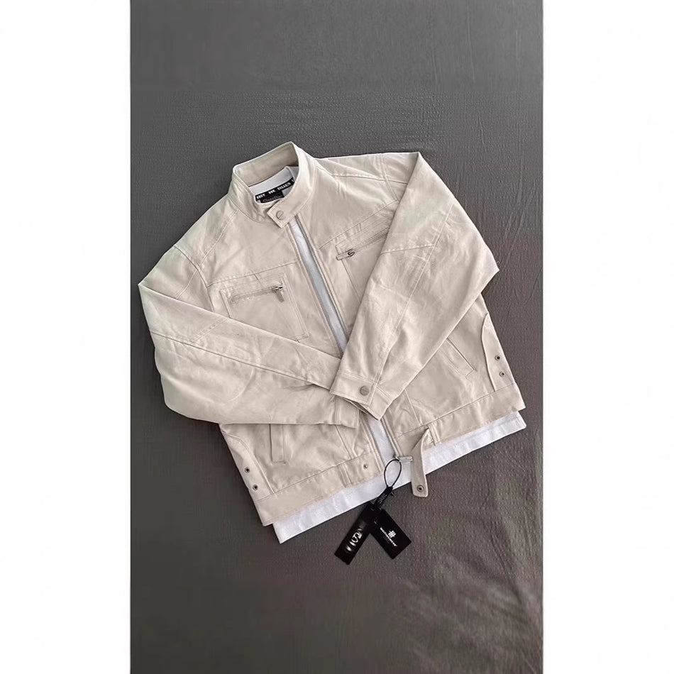 Unisex Vintage American Cleanfit Stand Collar Loose Workwear Jacket
