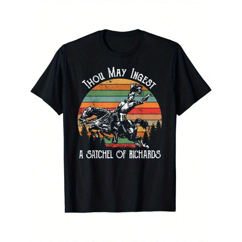 European Size Pure Cotton Men's Graphic T-Shirt