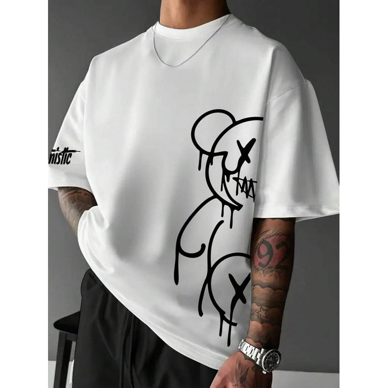Pure Cotton Men's Casual Graphic Print Short-Sleeve T-Shirt