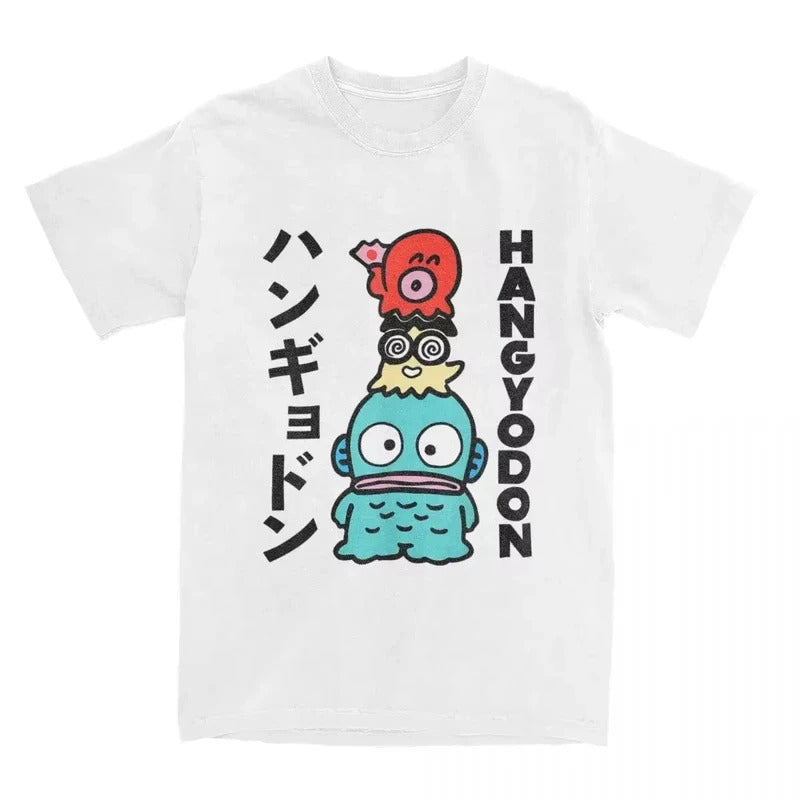 European Size Pure Cotton Hangyodon Cartoon Print T-Shirt
