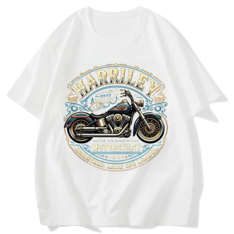 European Size Cotton Retro American Motorcycle Fashion T-Shirt