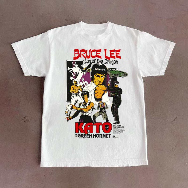 European Size Loose Bruce Lee Cotton Short-Sleeve T-Shirt