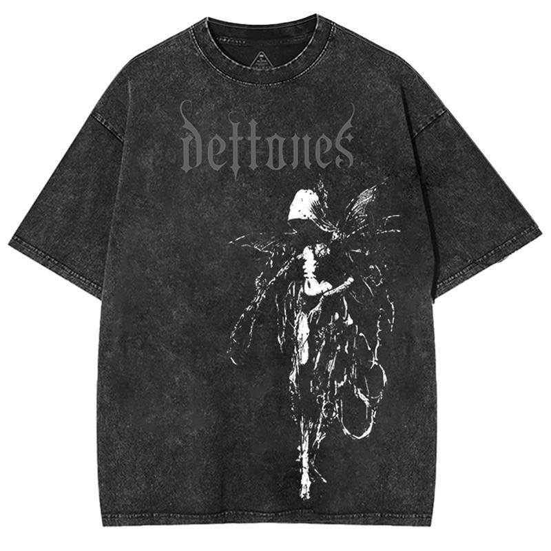 Washed 230g Pure Cotton Vintage Deftones Rock T-Shirt
