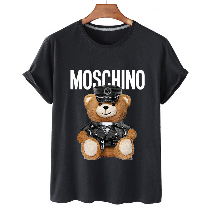 European Size Pure Cotton Mos Home Bear Print T-Shirt