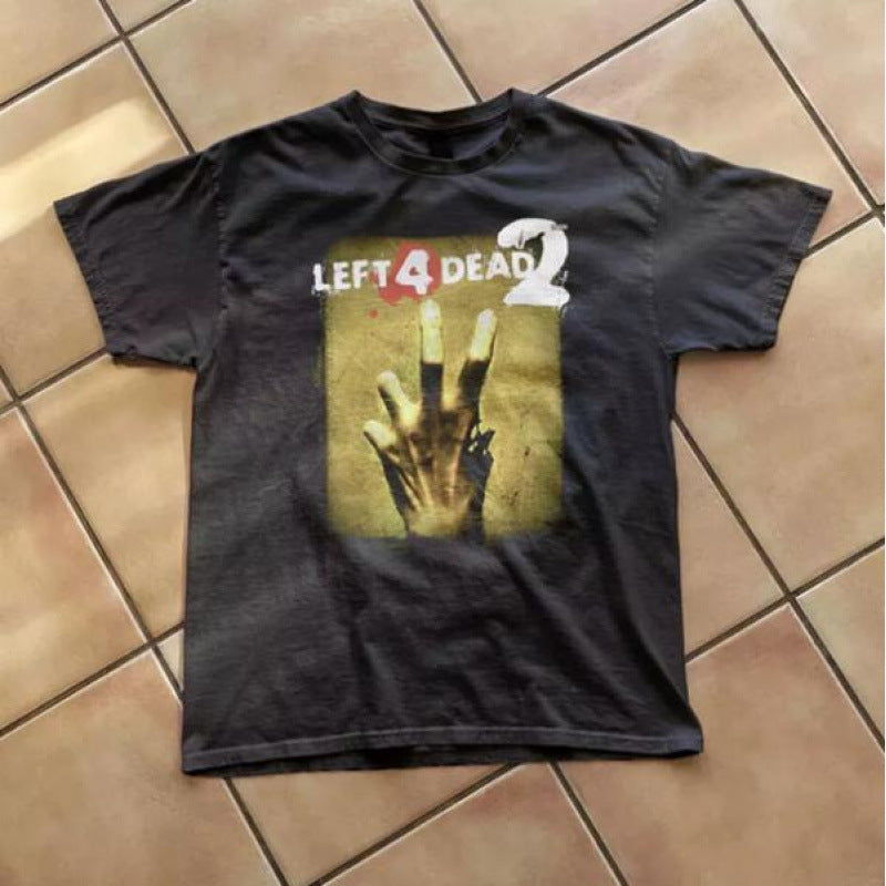 European Size Pure Cotton Left 4 Dead 2 Vintage Graphic T-Shirt