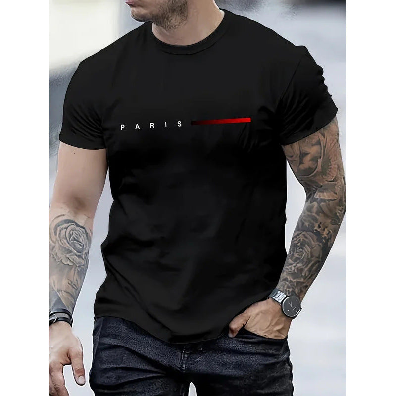 European Size Pure Cotton Men's Loose Round Neck T-Shirt