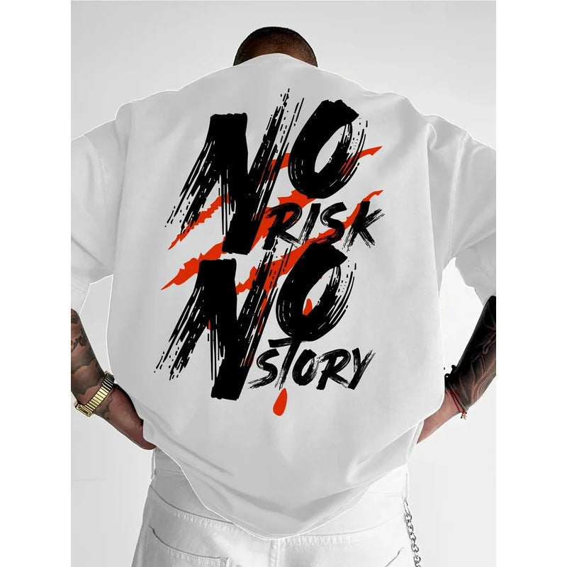 Pure Cotton Men's Loose Fit Bold Letter Print T-Shirt