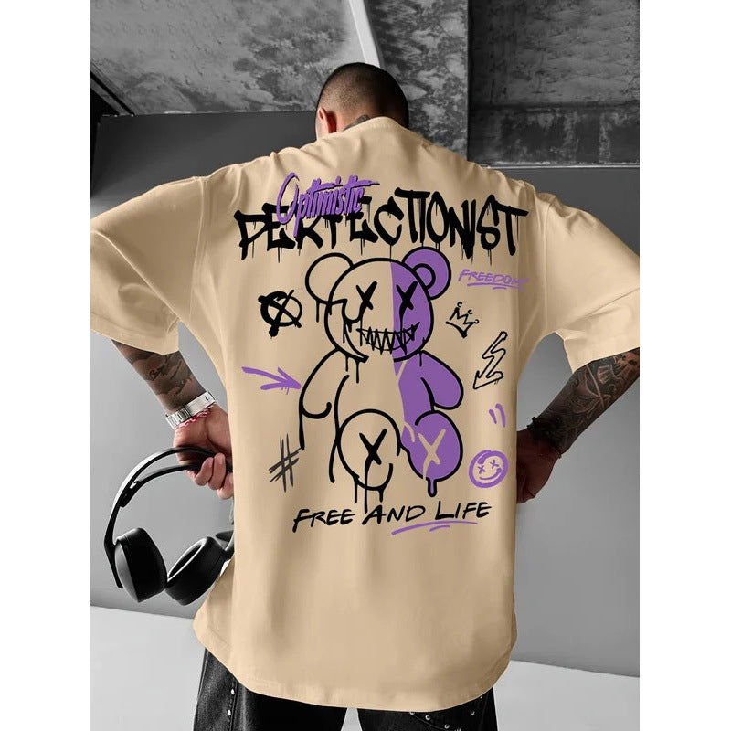 European Size 100% Cotton Men's Loose Casual Summer T-Shirt