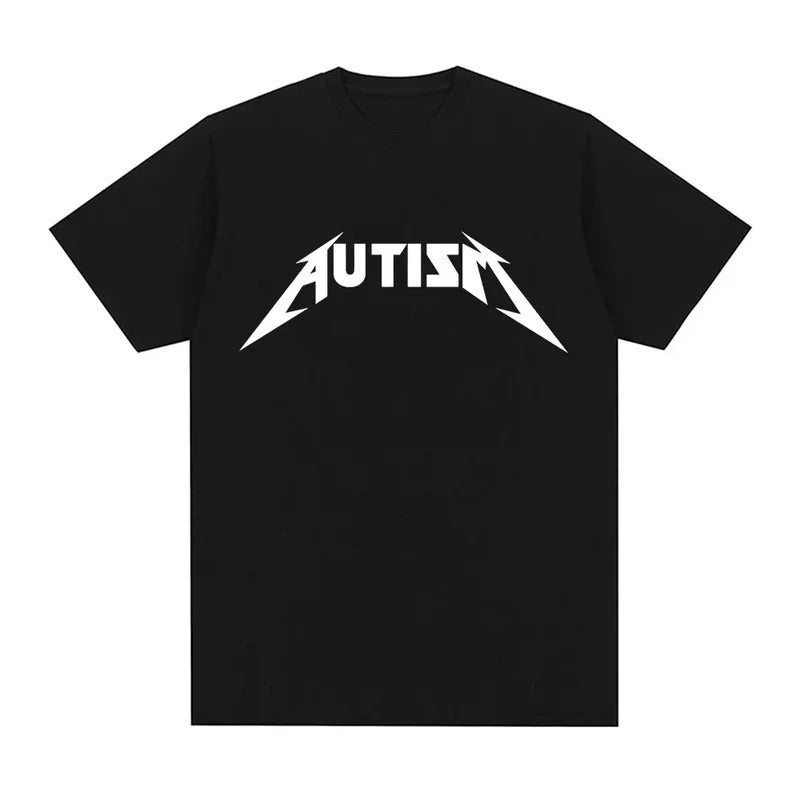 European Size Pure Cotton Men's Autism Metal Rock T-Shirt