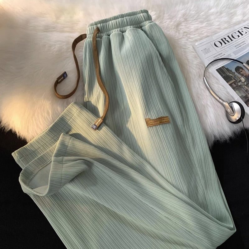Couples Summer Thin Ice Silk Loose Wide-Leg Pants