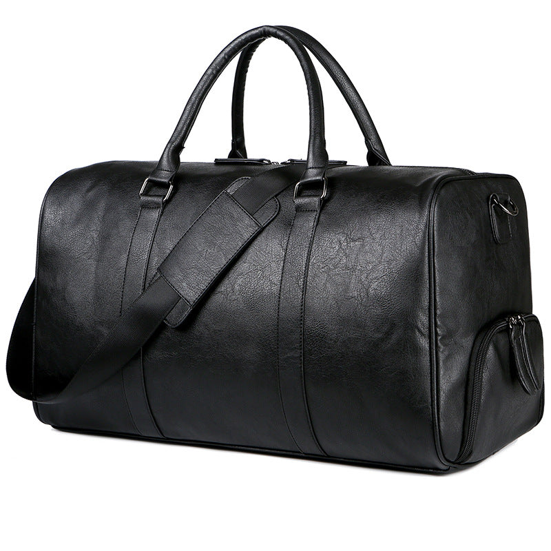 Men's Leather Travel Gym Bag – Large Capacity Retro Shoulder Luggage