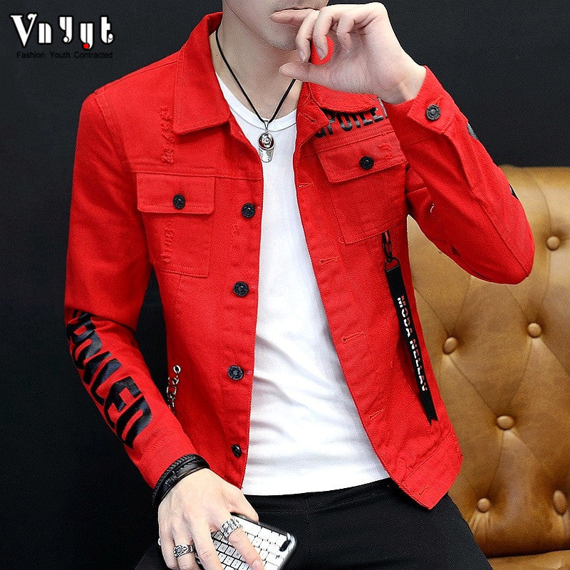 0087 Men's Slim-Fit Denim Jacket – Korean Style Spring & Summer Top