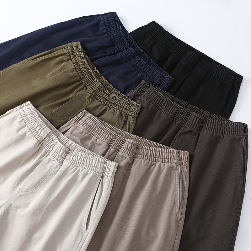 Washed Cotton Casual Pants Men Four Seasons