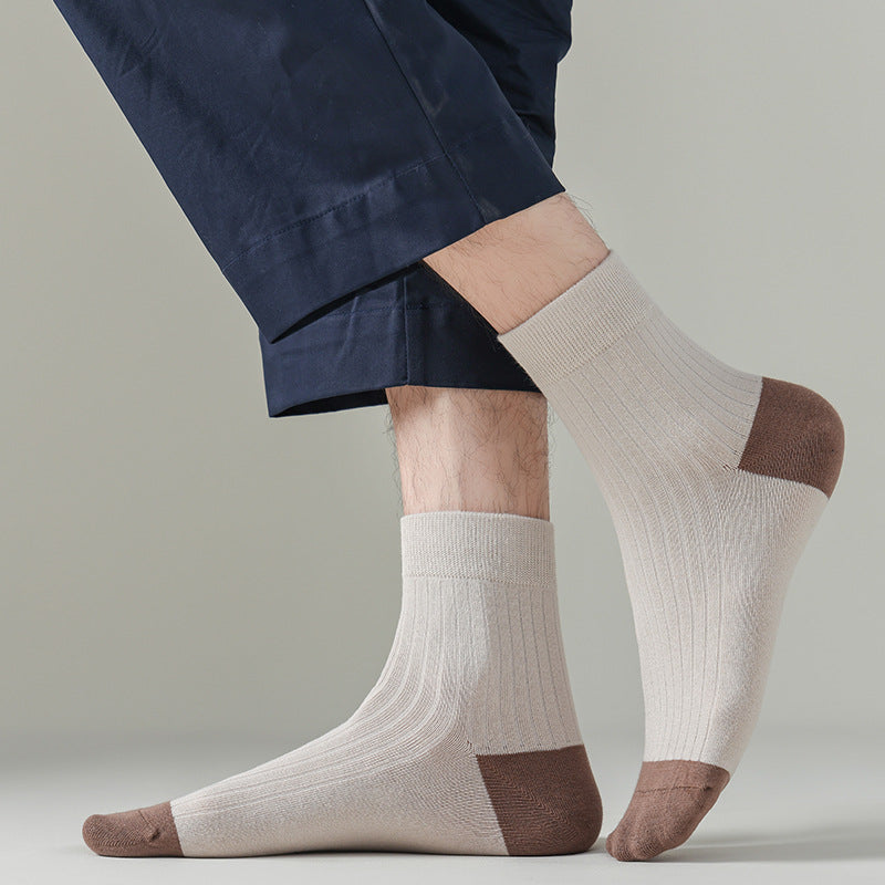 (8-Pack)- Japanese Style Mens Socks – Pure Cotton Mid-Calf