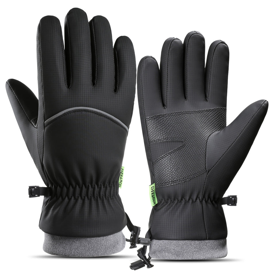 Men’s Wool Plaid Leather Business Gloves Warm Fleece