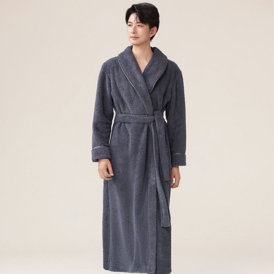 Men’s Half-Velvet Nightgown | Thickened Coral Fleece Pajamas