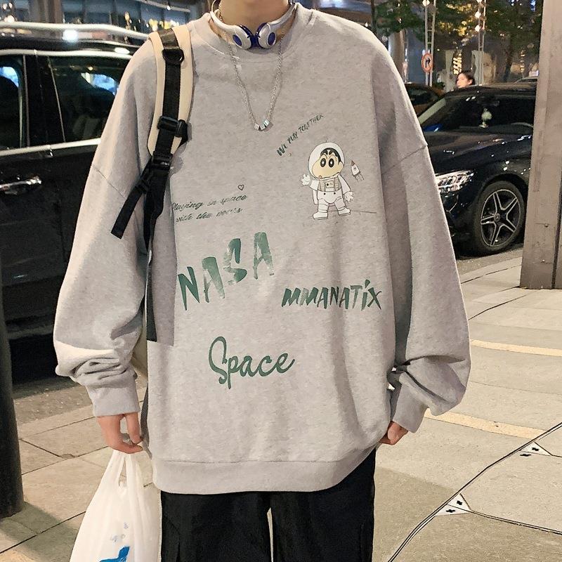Cartoon Print Crewneck Sweatshirt – Boys’ Autumn Loose Top