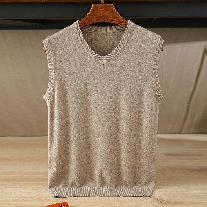 Men’s Sleeveless Sweater – V-Neck Solid Loose Vest