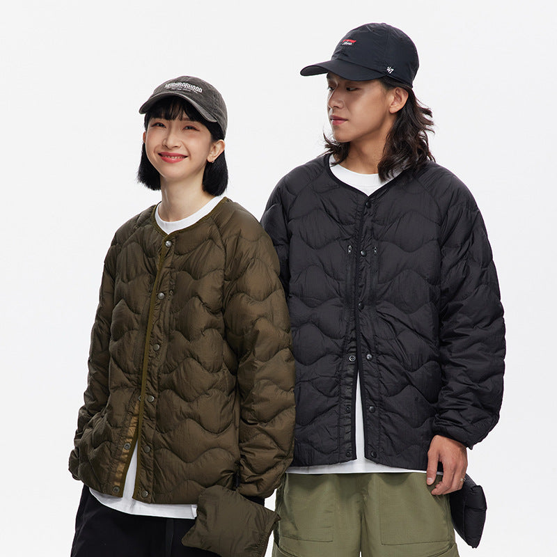 Lightweight 90% Velvet Down Jacket – Retro Collarless Couple Vest