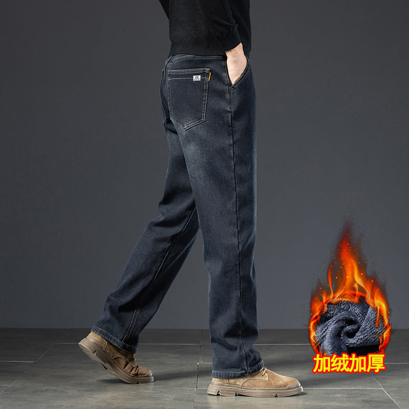 Men’s Heavy Warm Fleece Jeans Loose Straight Nepal
