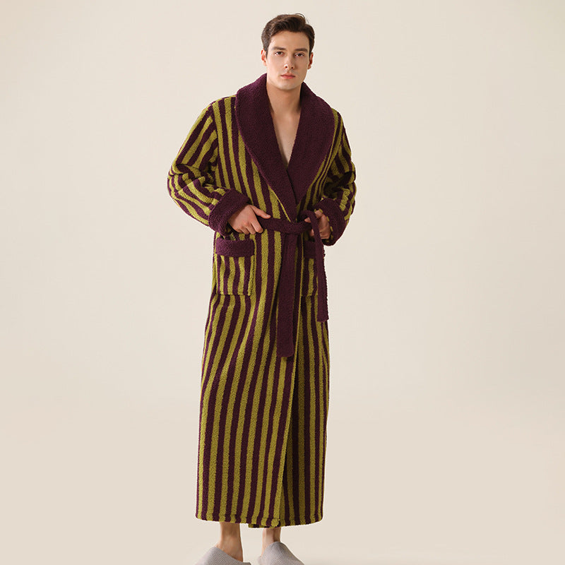 Half-Velvet Coral Nightgown | Thickened Autumn Winter Homewear