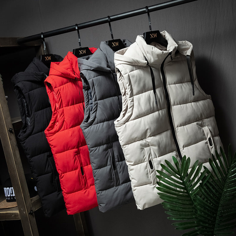 Men’s Hooded Cotton Vest – Winter Printed Logo Workwear Jacket