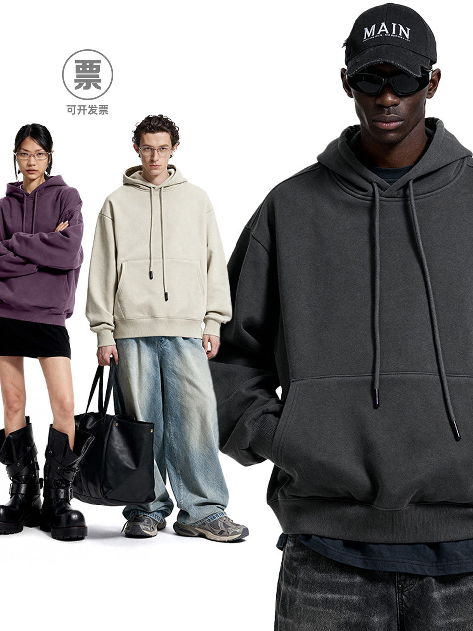 American Style 350g Fleece Lined Hoodie Sweatshirt Men Tops