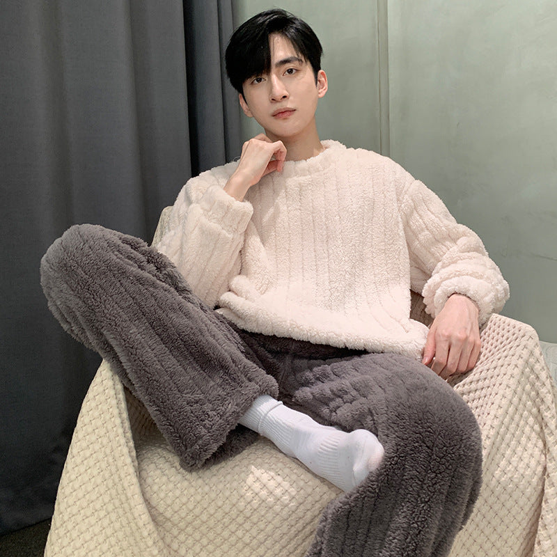 Men’s Coral Velvet Pajamas Winter Flannel Warm Set