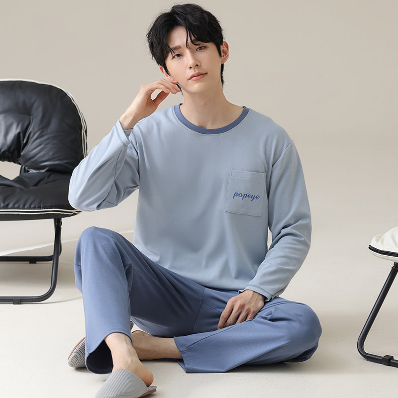 Men’s Cotton Pajamas 2025 Pullover Loose Home Set
