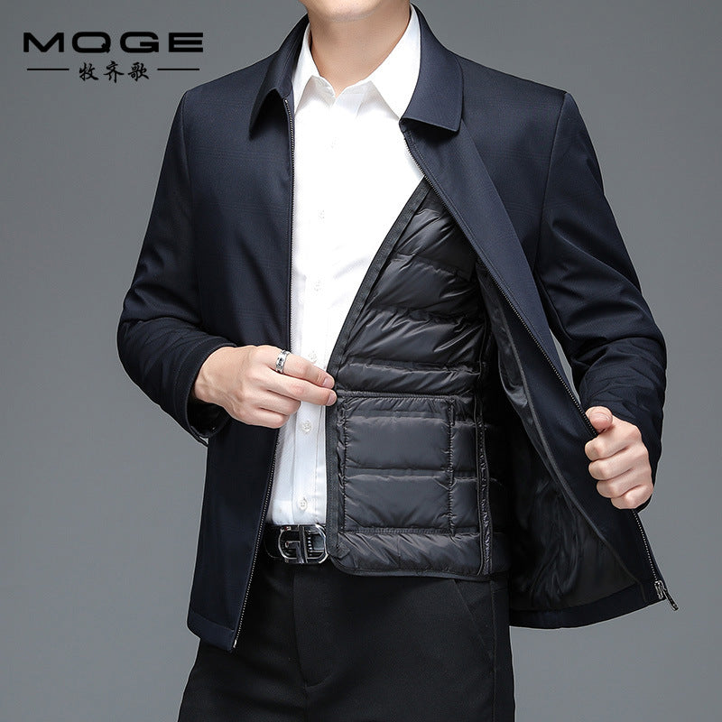 Men’s Winter Down Jacket – Removable Liner Thick Cotton Coat