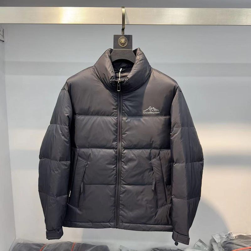 Men’s Black Puffer Jacket – Korean Style White Duck Down