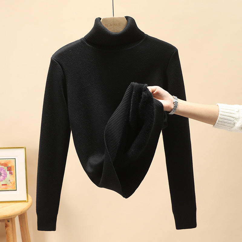 Men’s Fleece-Lined Loose Turtleneck Sweater – Plus Size