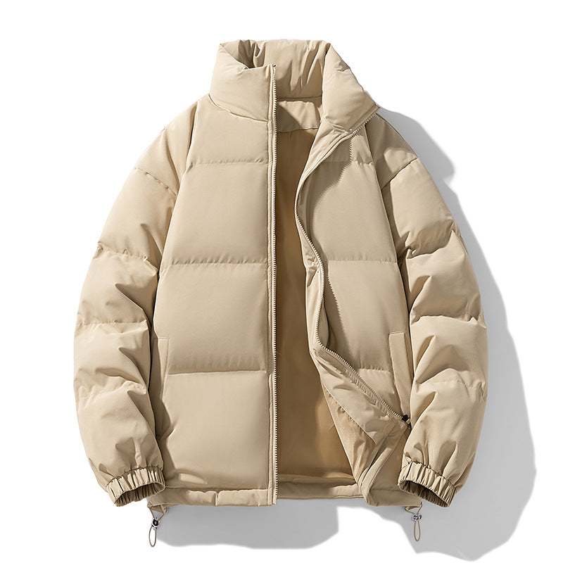 Unisex Bread Down Jacket – Solid Color Stand Collar Style