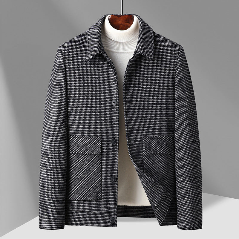 Men’s Houndstooth Baseball Jacket – 2025 Autumn/Winter Casual Fashion Jacket