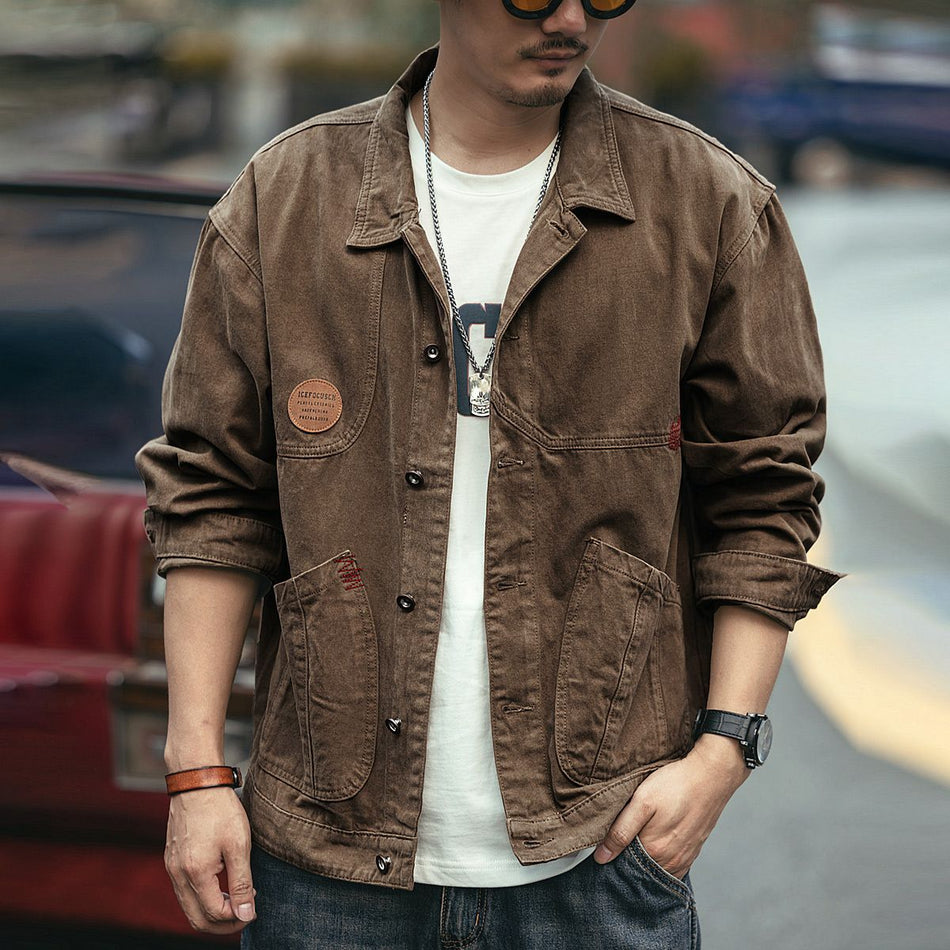Men's Retro Denim Jacket Spring Autumn Loose Casual Coat
