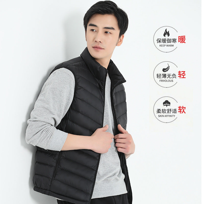 Men’s Waterproof Down Vest – Light Stand Collar Jacket