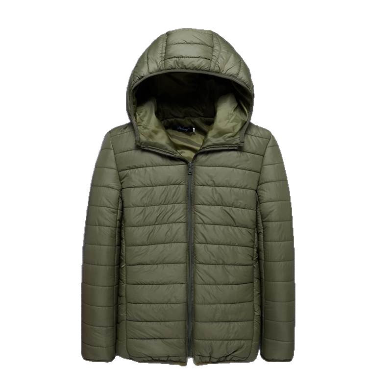 Men’s Short Hooded Silk Cotton Coat – 2025 Loose Lightweight Jacket