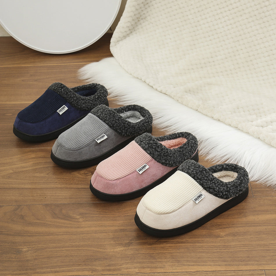 New Men’s & Women’s Winter Cotton Slippers – Thick Non-Slip Furry Home Slippers