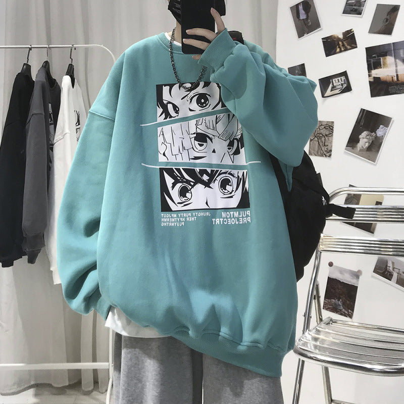Men’s Velvet Round Neck Sweatshirt – Korean Style Ins Trend