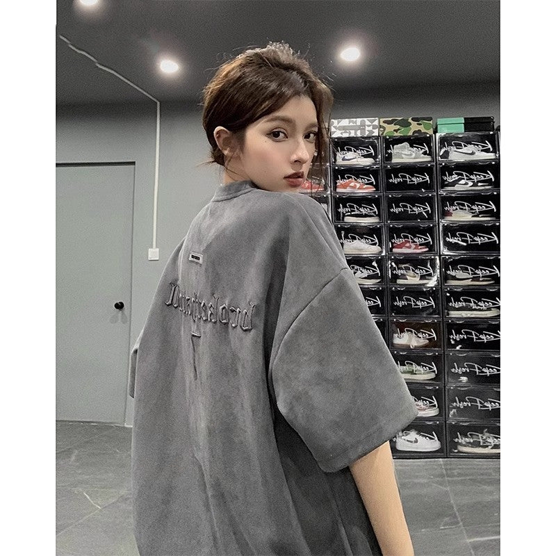 Unisex Vintage American-Style Heavyweight Embroidered Short-Sleeve T-Shirt