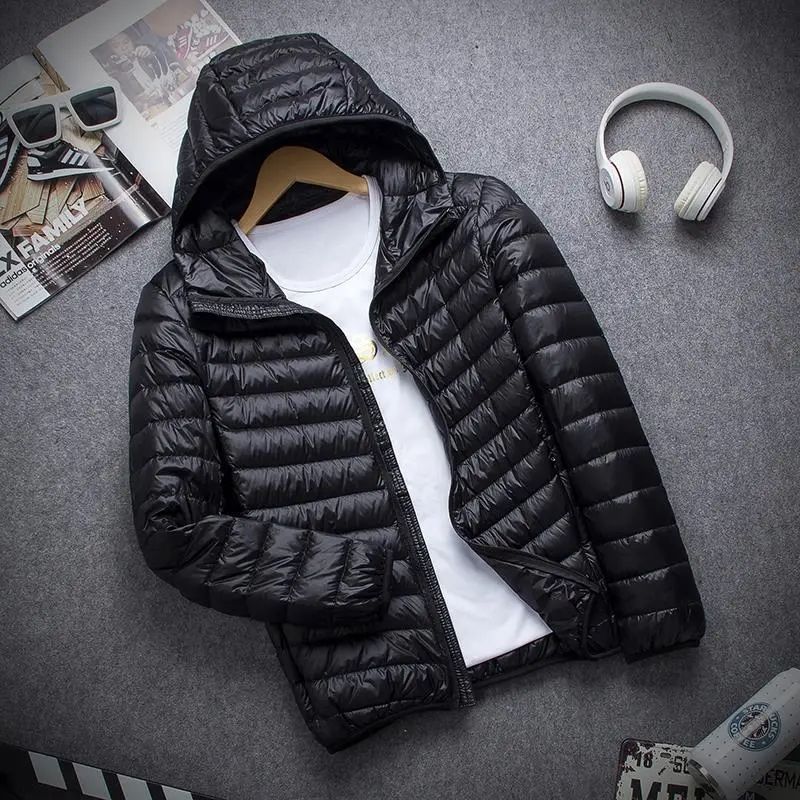 Men’s 2025 Lightweight Down Cotton Jacket – Slim Fit Hooded Coat