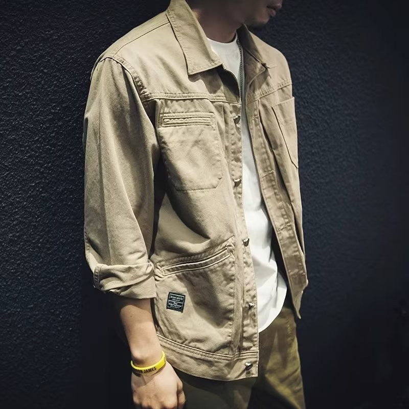 Men's 2024 Denim Jacket Spring Autumn Retro Washed Coat