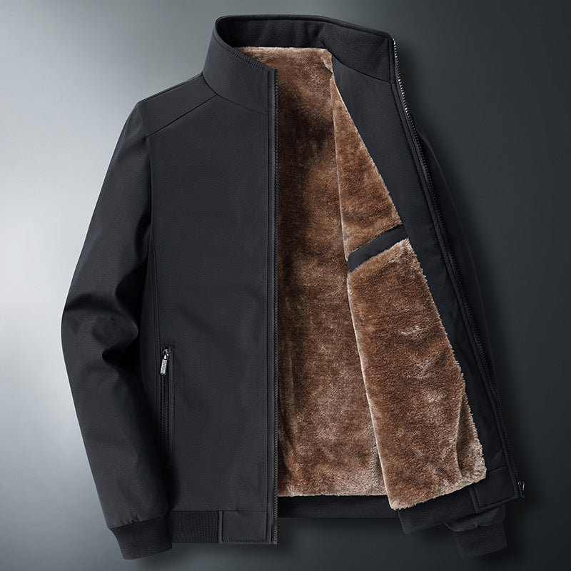 Fleece Stand-Collar Mens Winter Jacket 2025