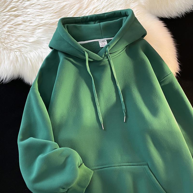Dark Green Oversized Velvet Hoodie