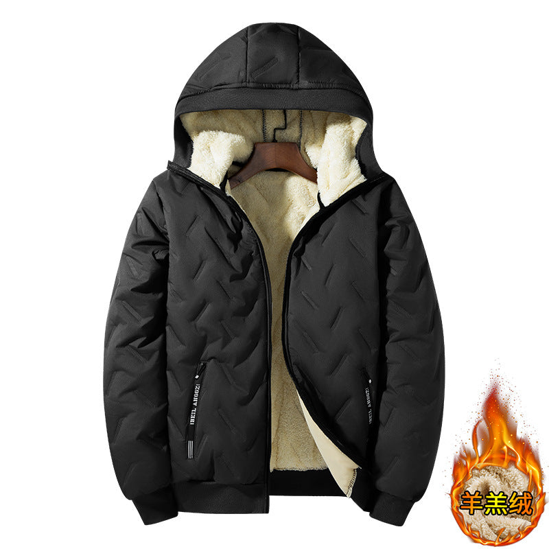 Men’s Lambskin Stand Collar Jacket – Hooded Cotton Warm Vest